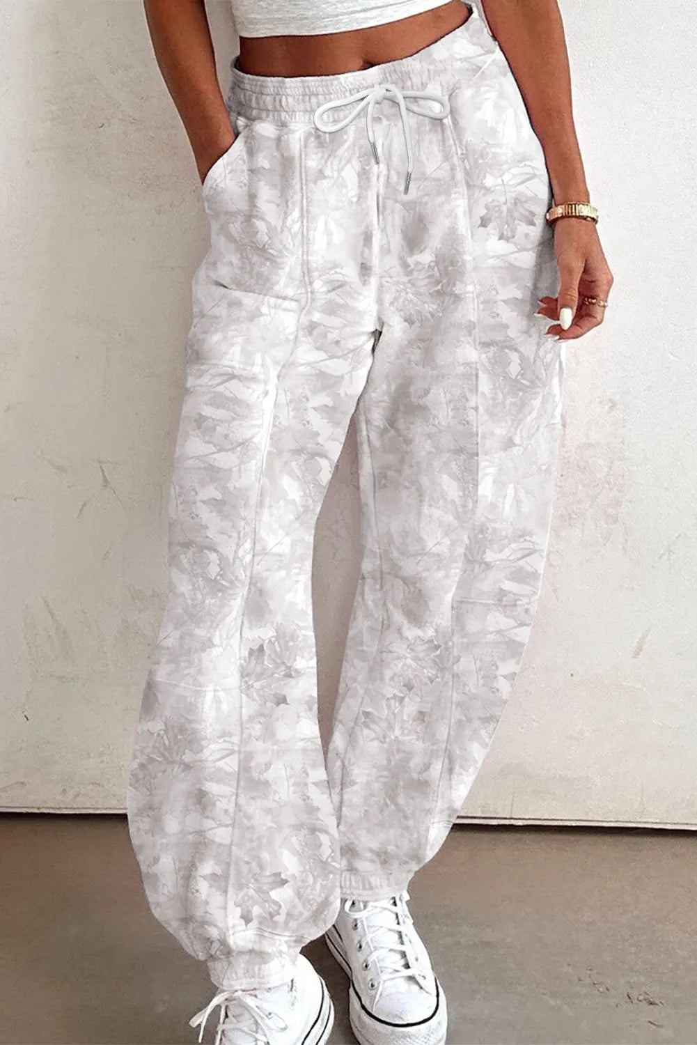 Camo Print Drawstring Jogger Sweatpants