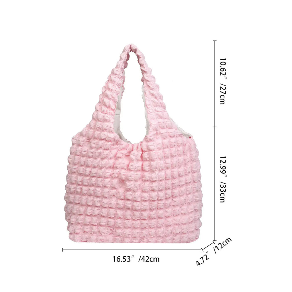 Pink Bubble Textured Large Tote Bag