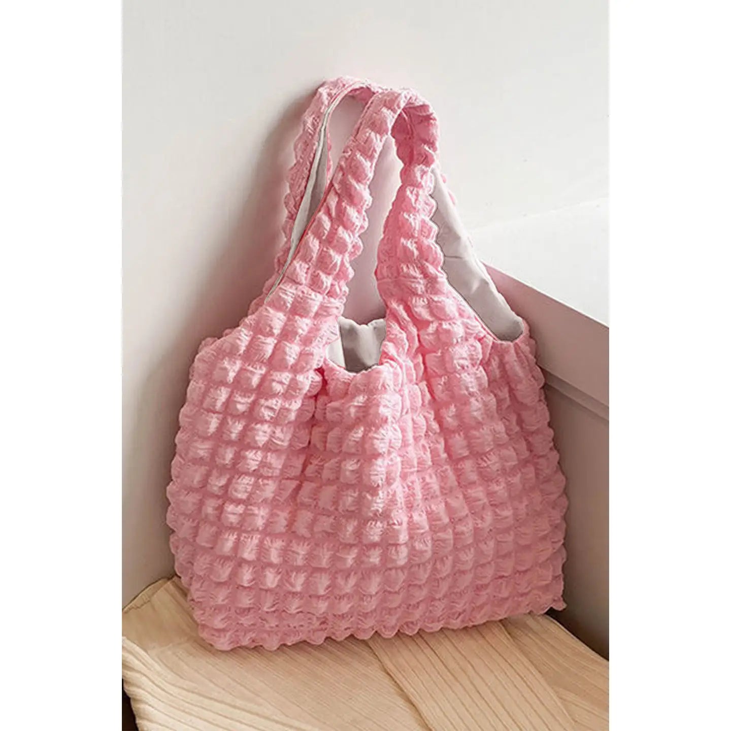 Pink Bubble Textured Large Tote Bag