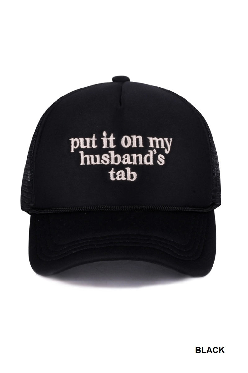 Put It On My Husband’S Tab Mesh Trucker Cap