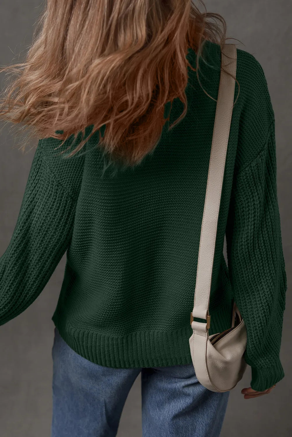 Green Front Seam Drop Shoulder Sweater (SALE)