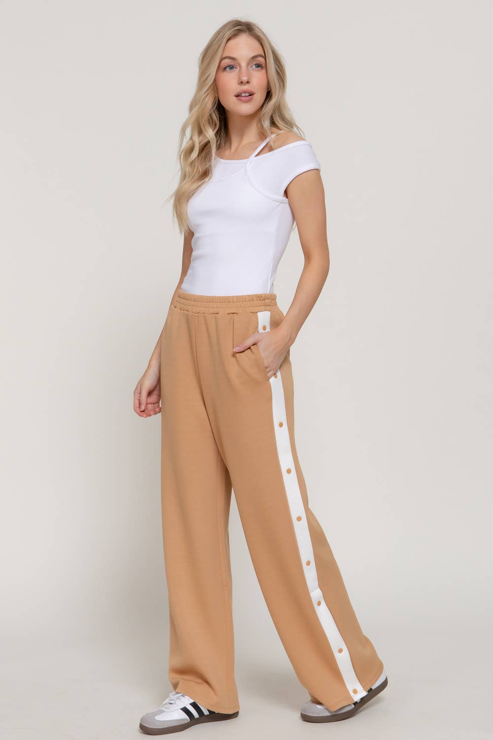 Scuba Side Contrasting Panels Straight Pants
