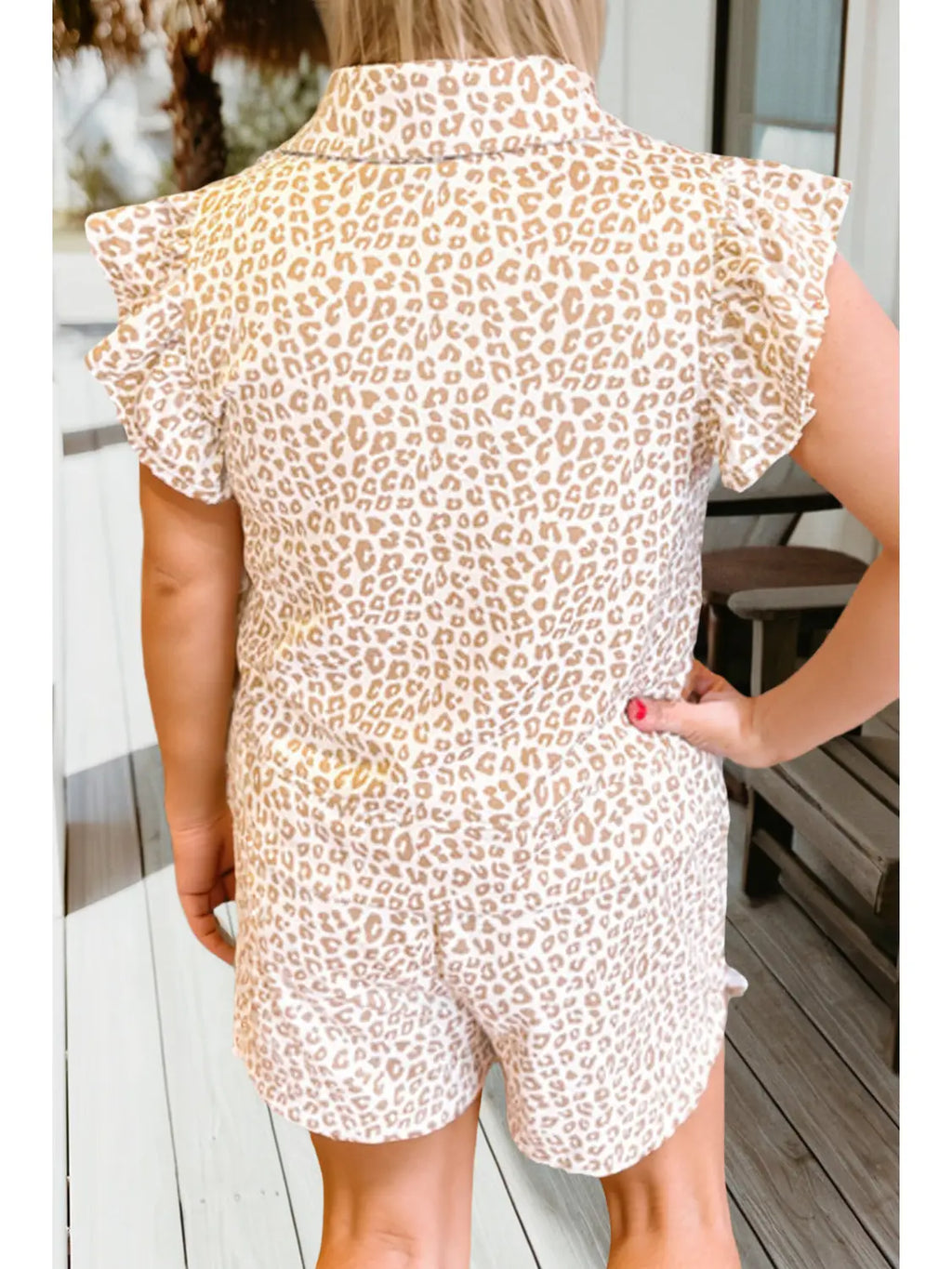Leopard Print Top and Shorts Set