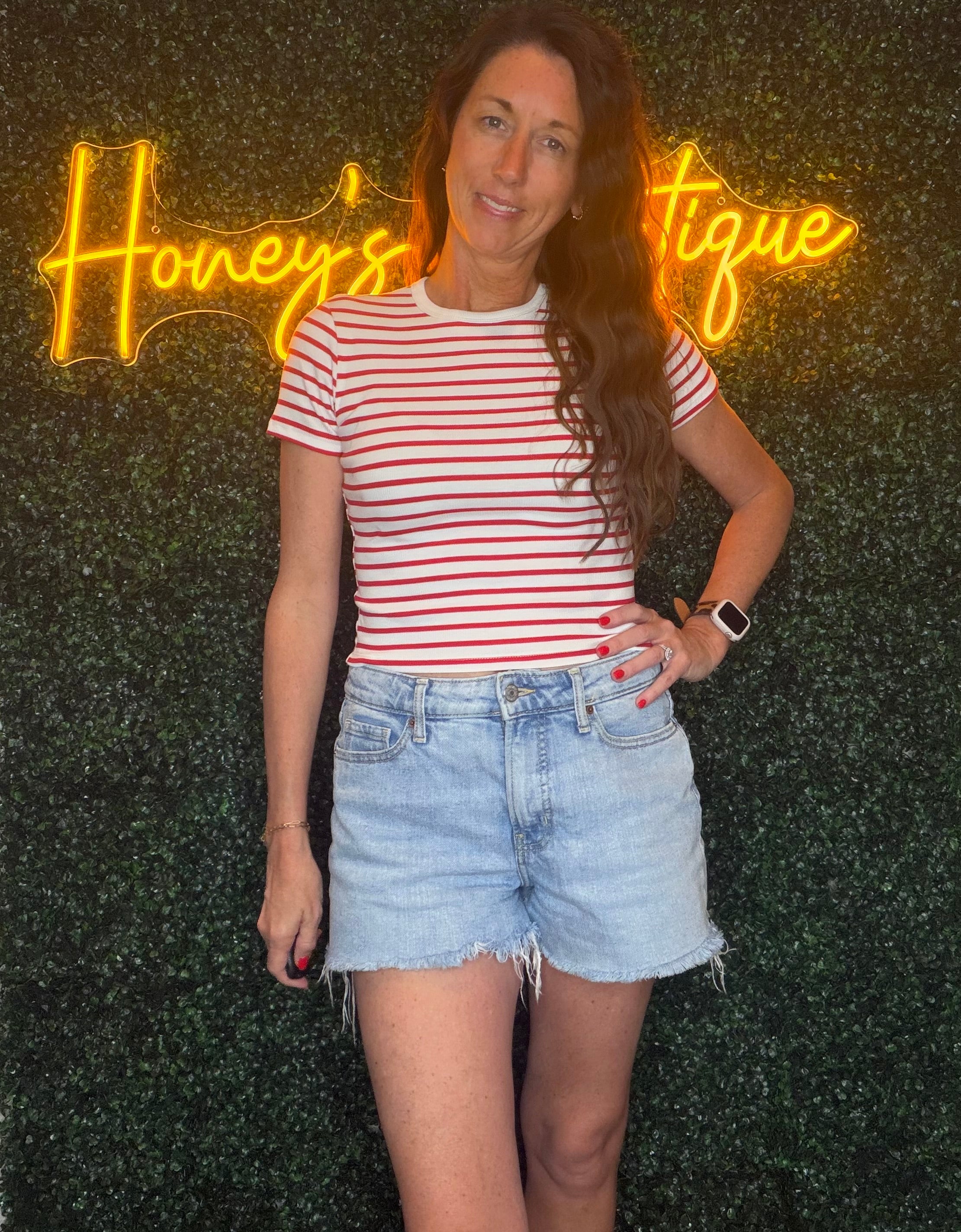 Red Striped Knit Top