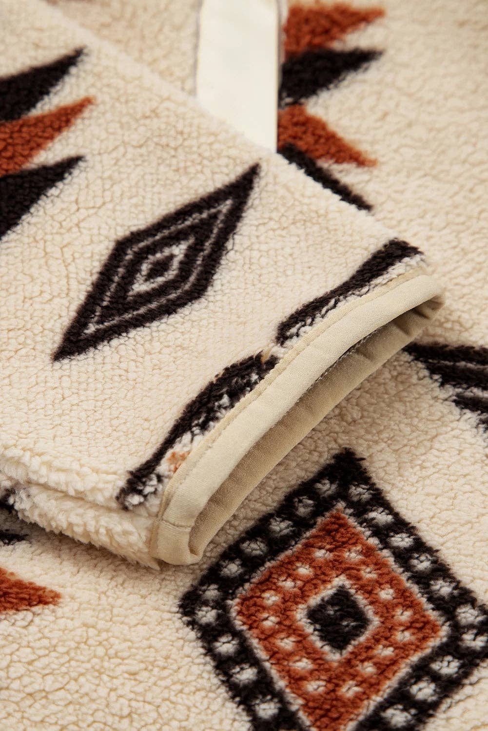 Aztec Print Sherpa Half Zip Sweatshirt