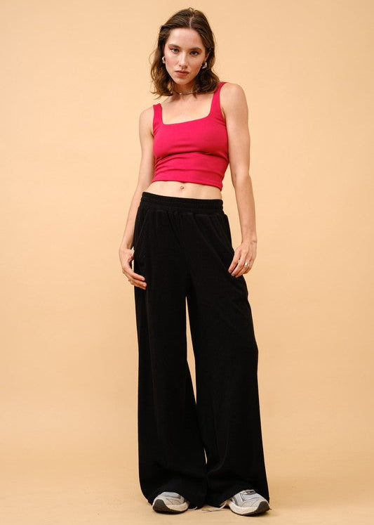 Towel Terry Pants in Black