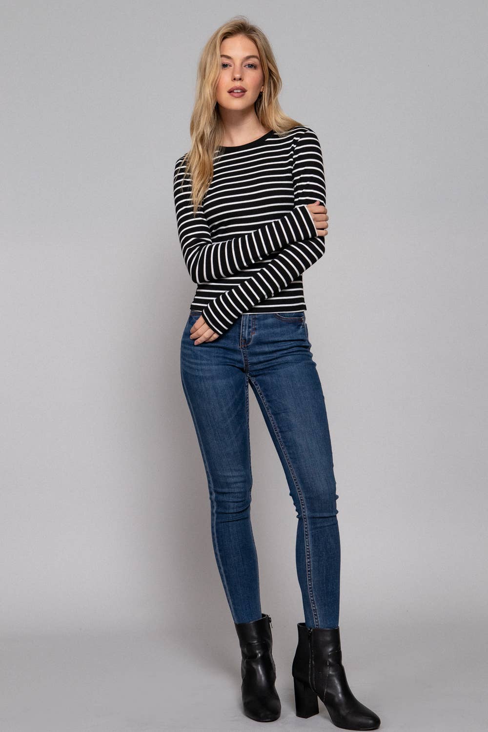 Black Stripe Knit Top
