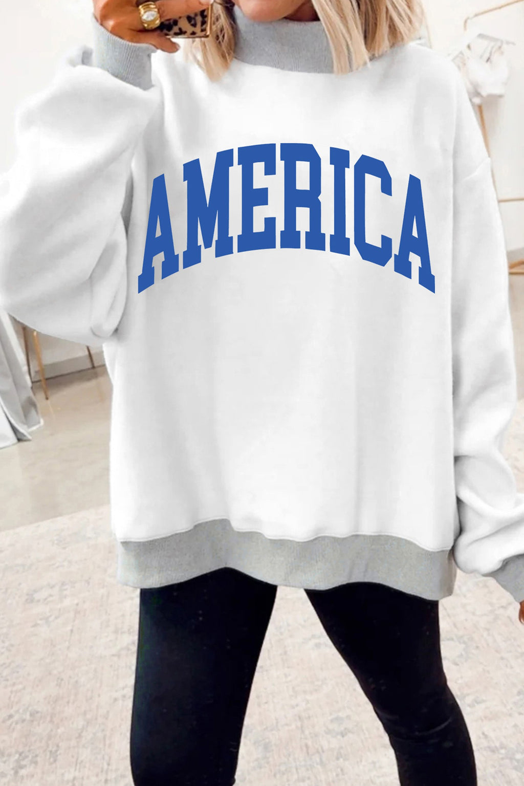 Flag Day Mock Neck Reversible Graphic Sweatshirt