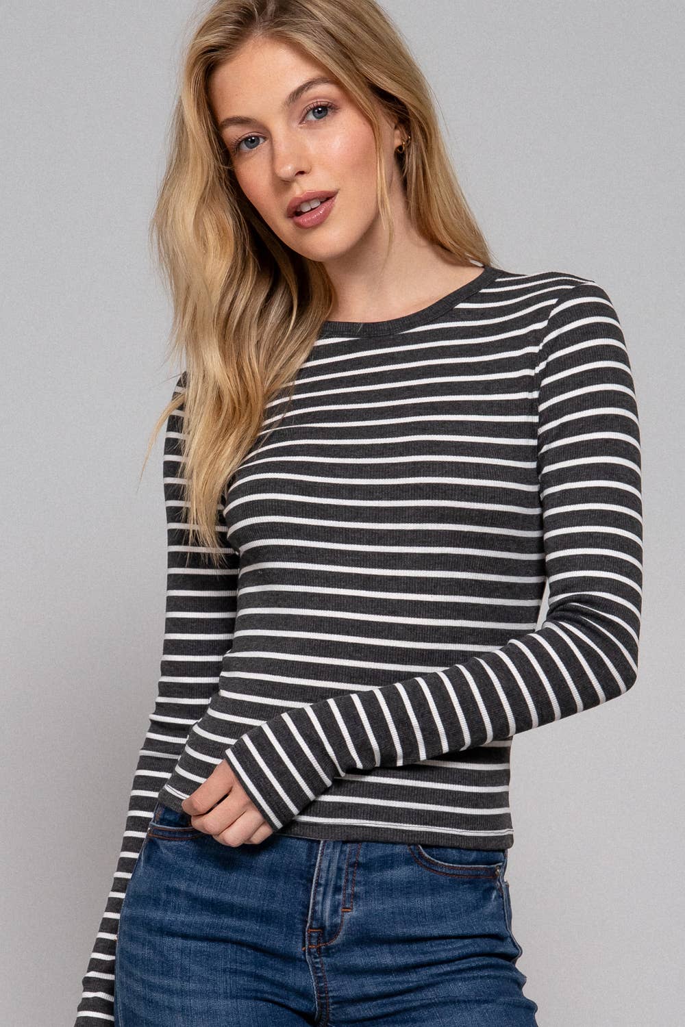 Black Stripe Knit Top