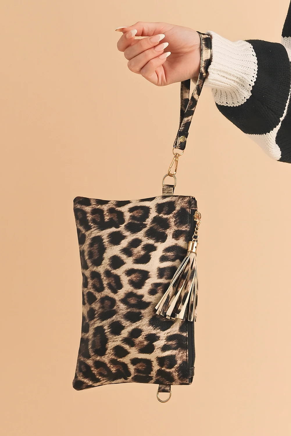 Leopard Wrist Strap Zipped Wallet
