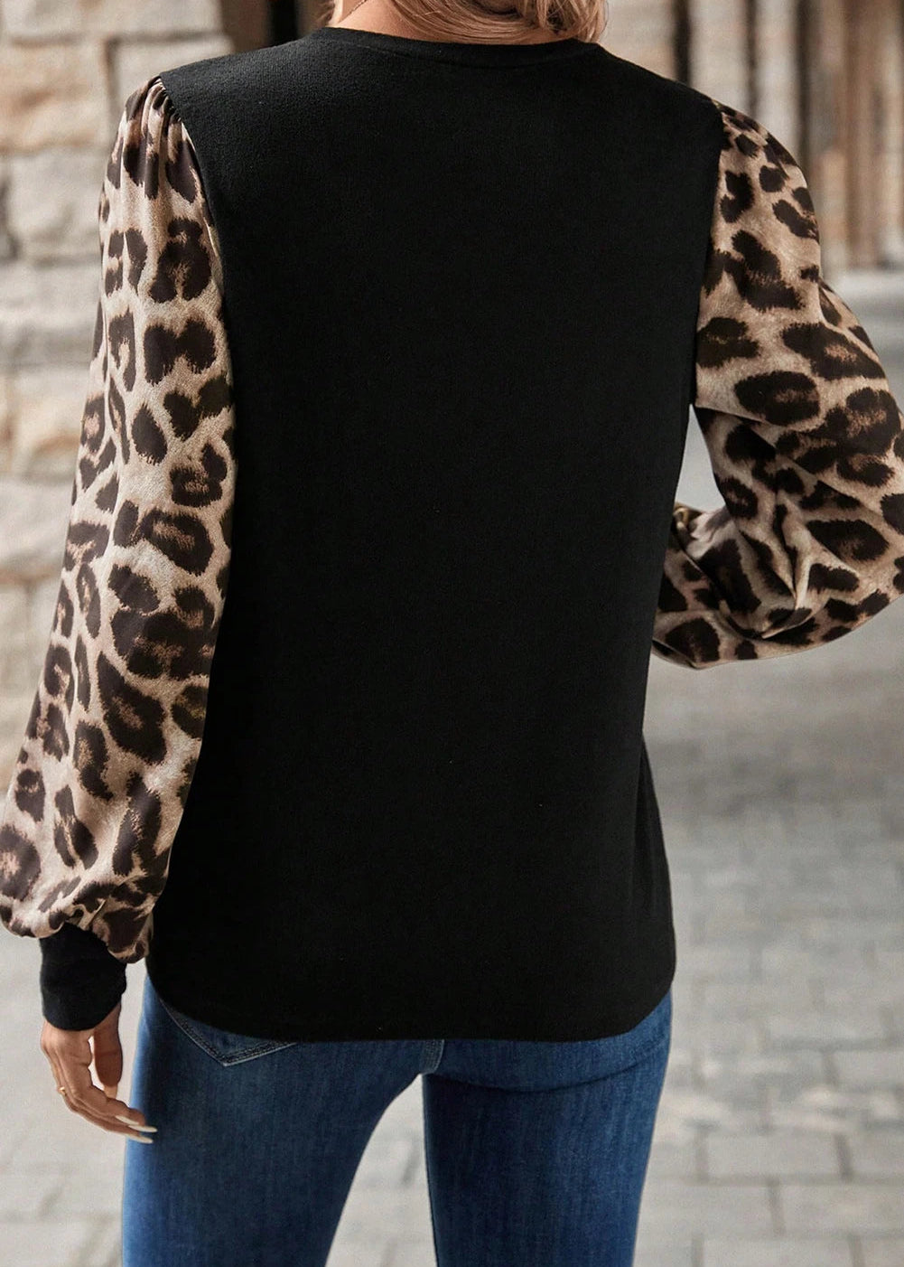 Leopard Puff Sleeve Top