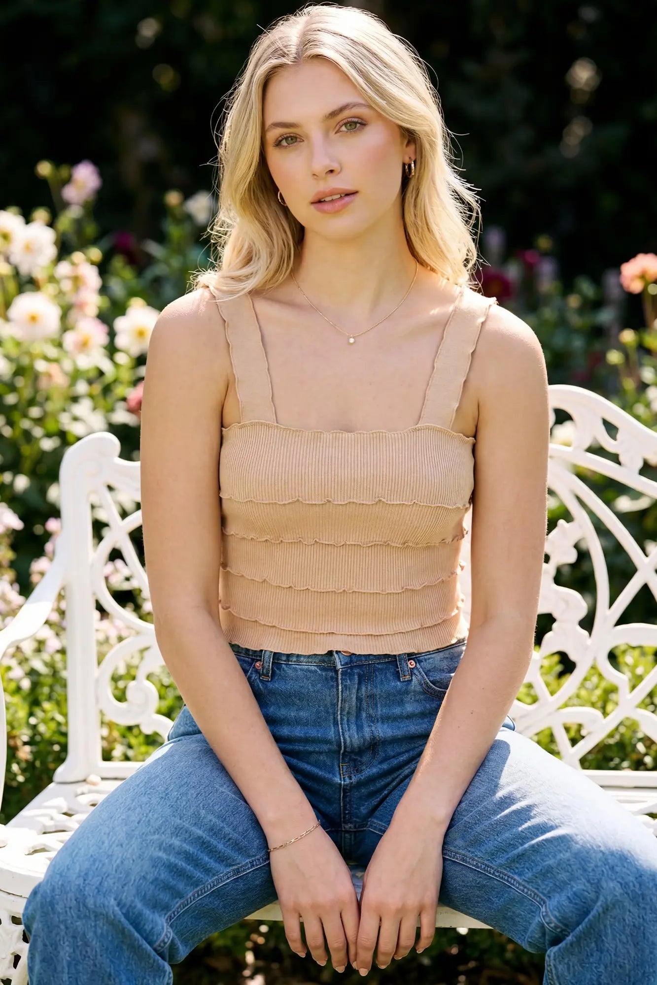 Seamed Rib Knit Top