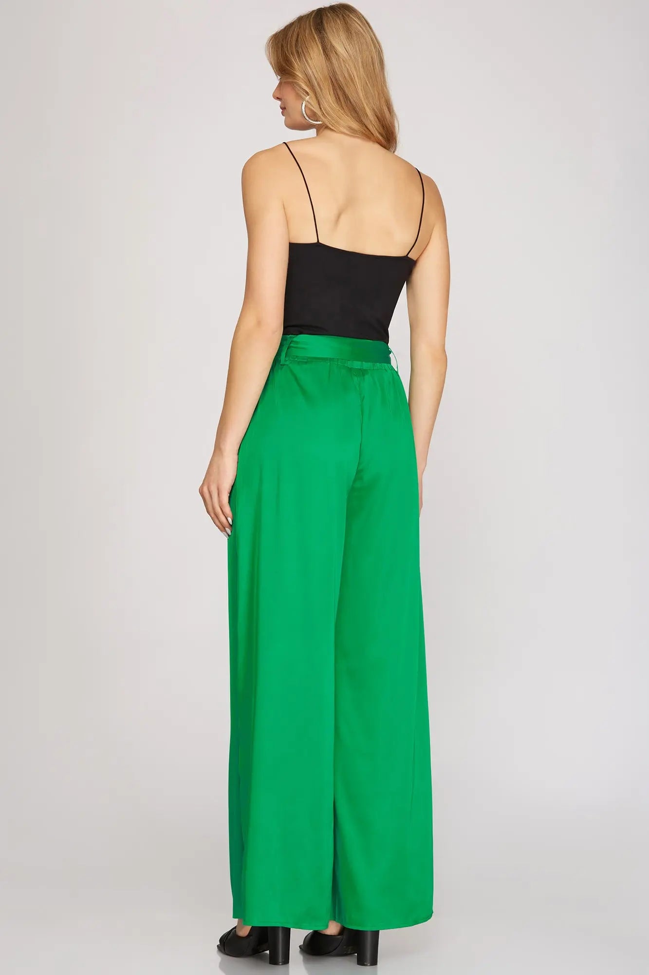 Green Satin Pants