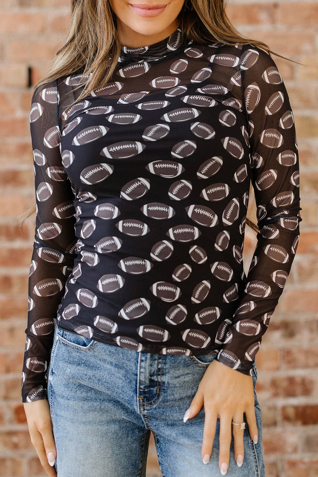 Football Print Mesh Top