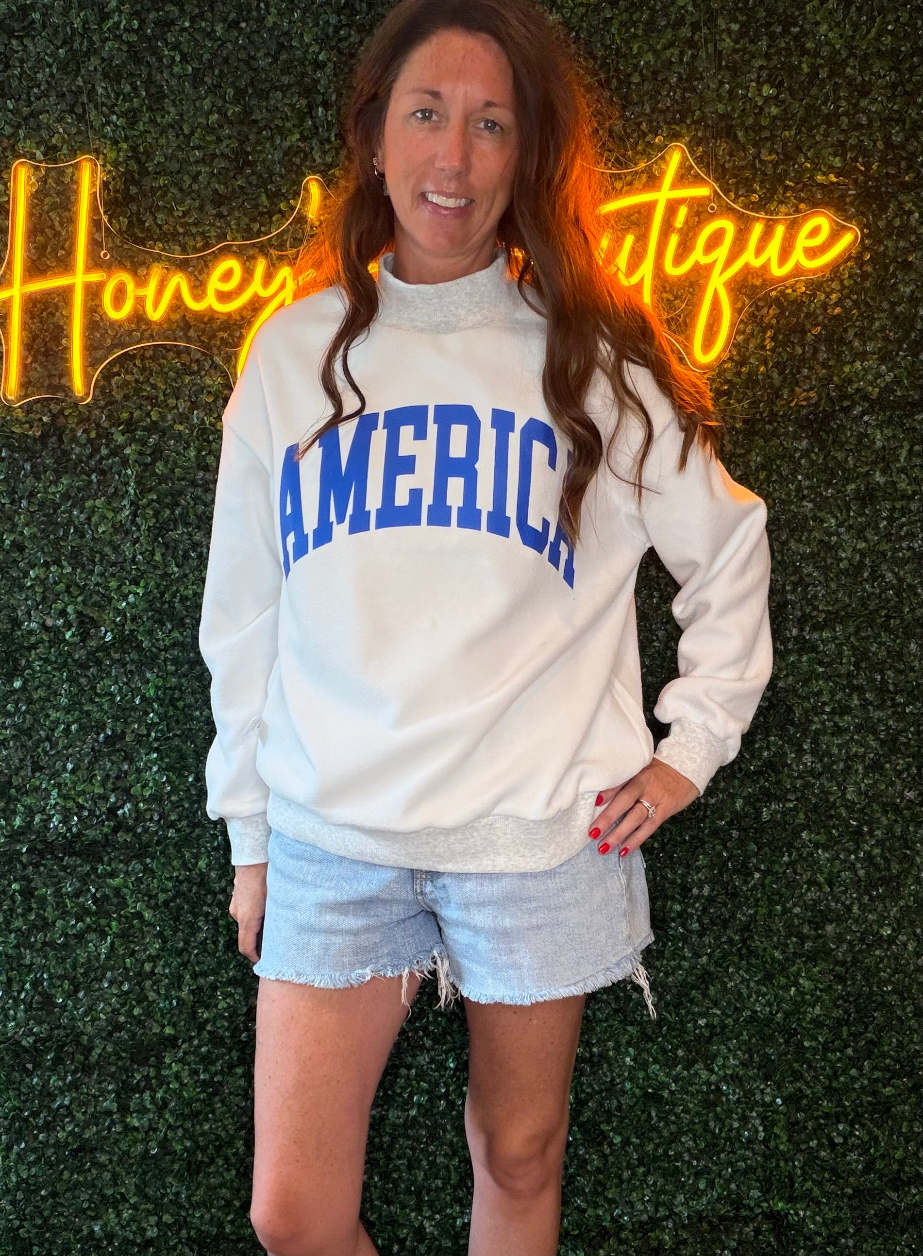 Flag Day Mock Neck Reversible Graphic Sweatshirt