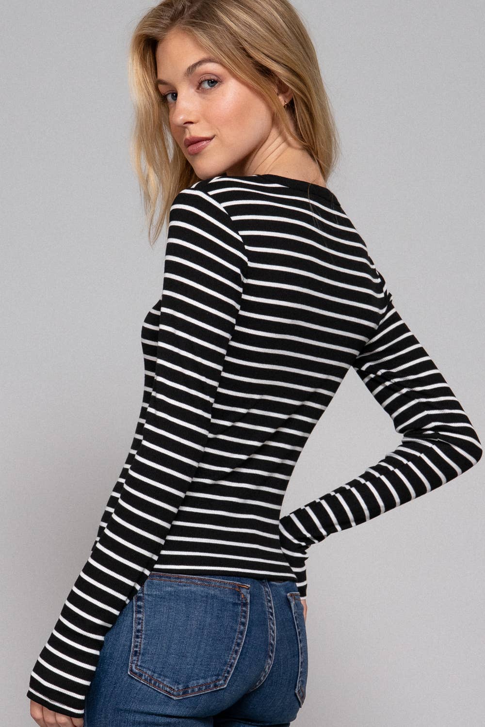 Black Stripe Knit Top