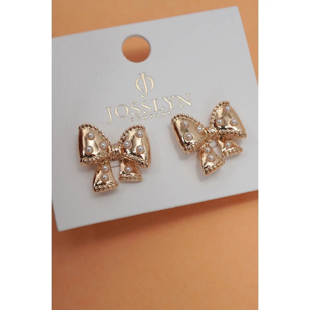 Bow Pearl Stud Earrings