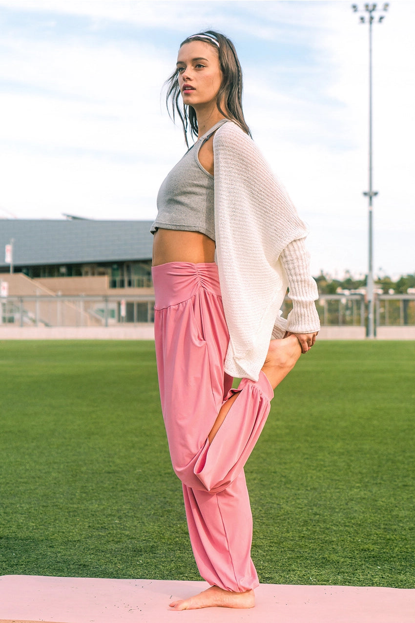 High Waisted Harem Pants in Rose
