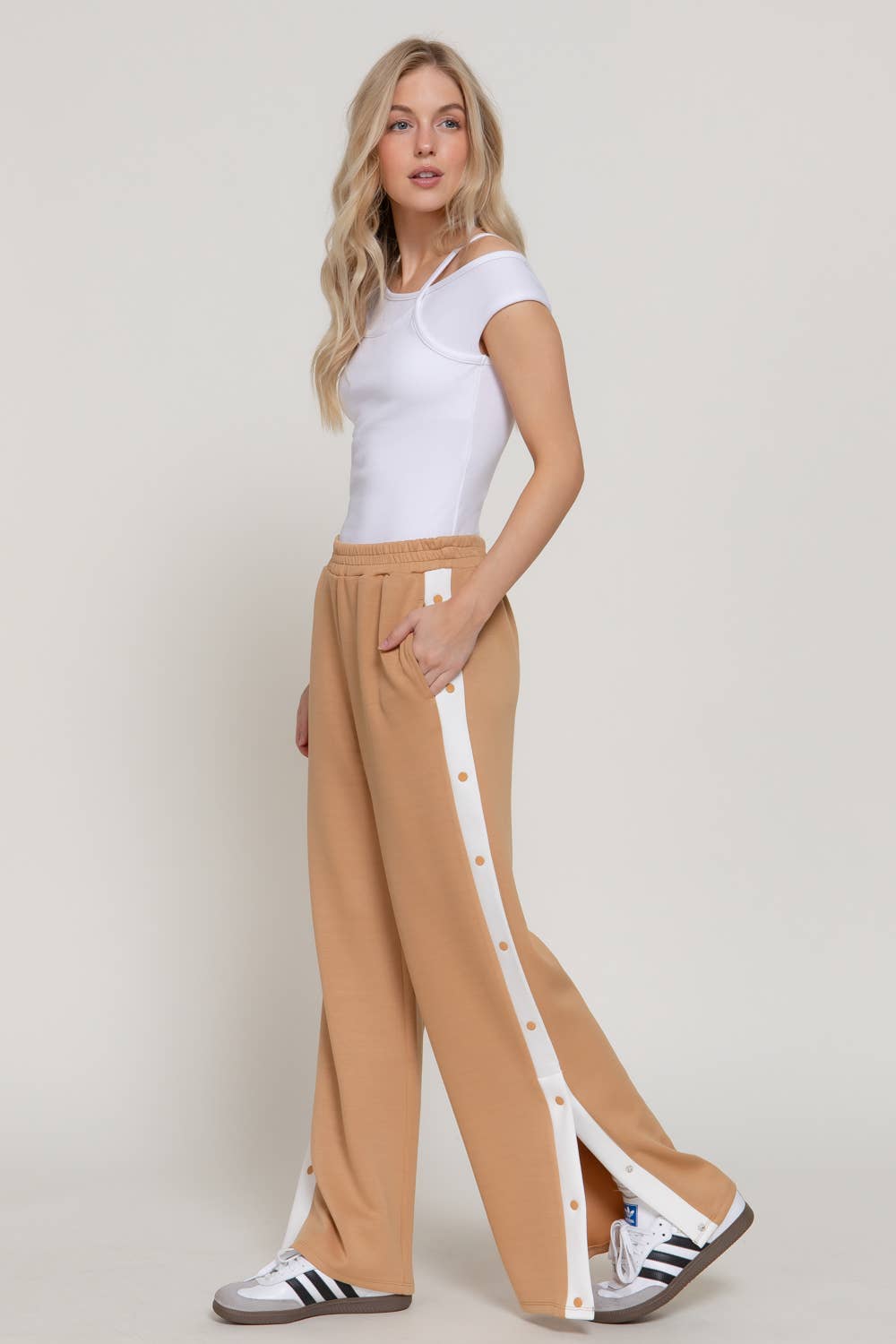 Scuba Side Contrasting Panels Straight Pants