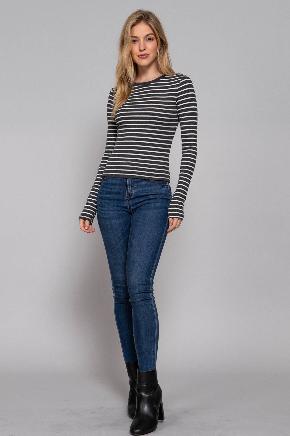 Black Stripe Knit Top