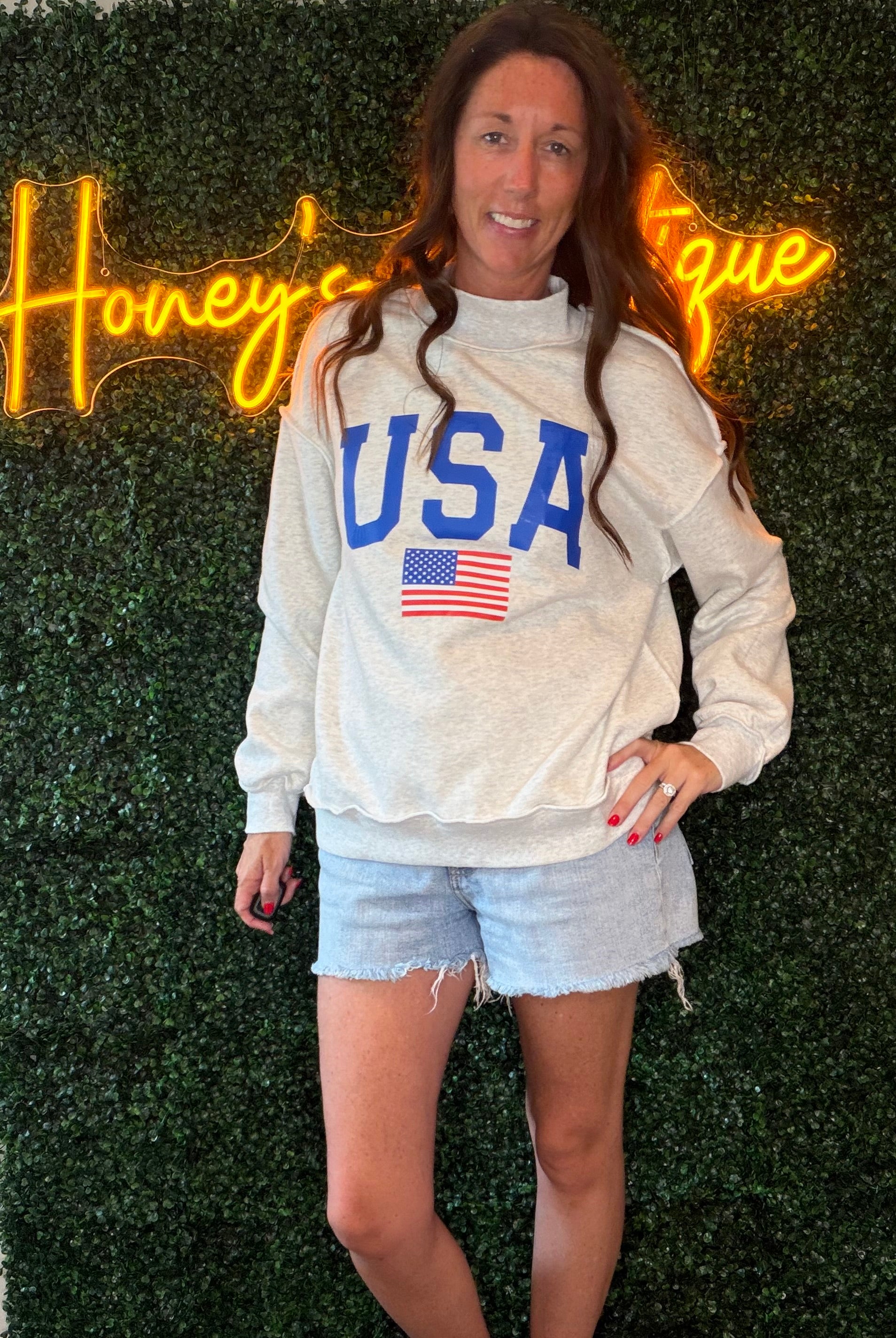 Flag Day Mock Neck Reversible Graphic Sweatshirt