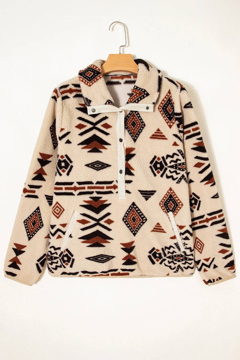 Aztec Print Sherpa Half Zip Sweatshirt