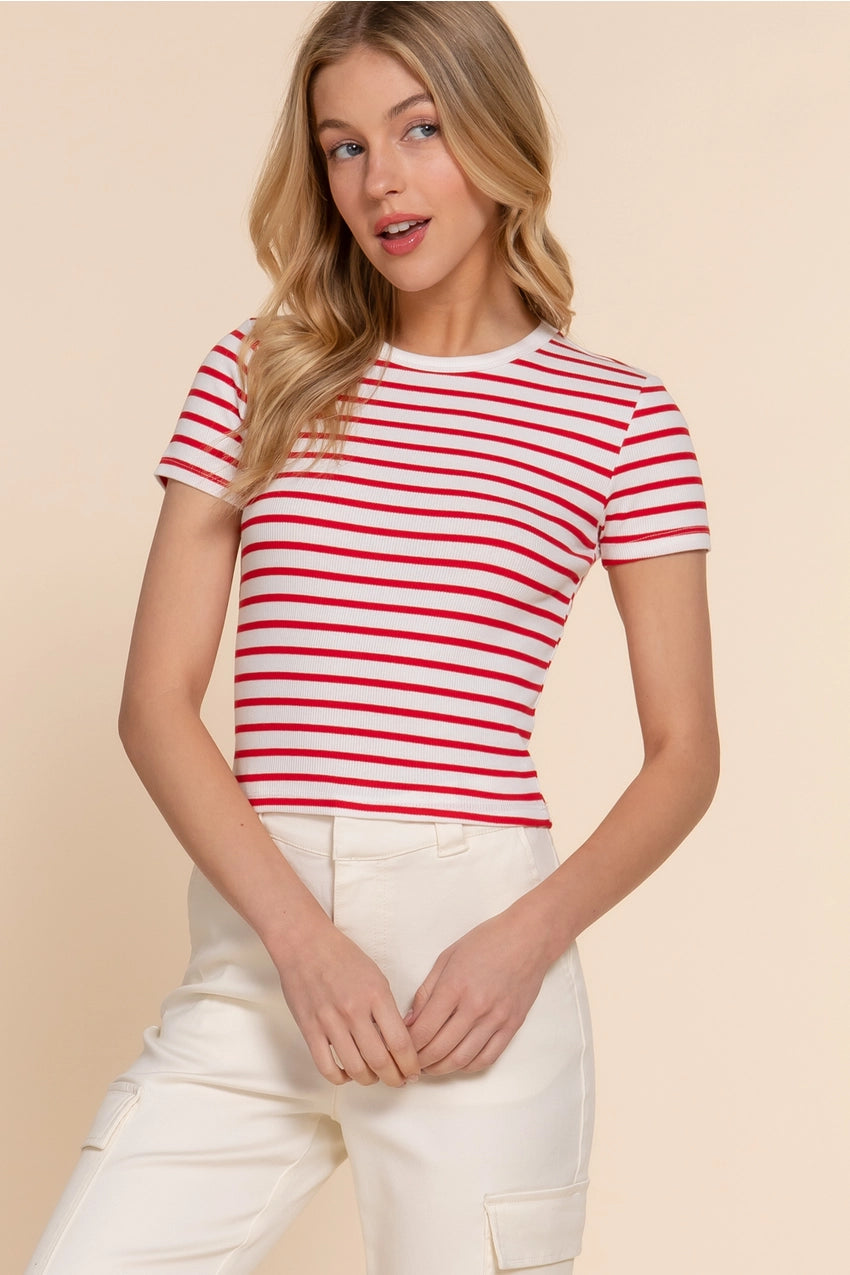 Red Striped Knit Top