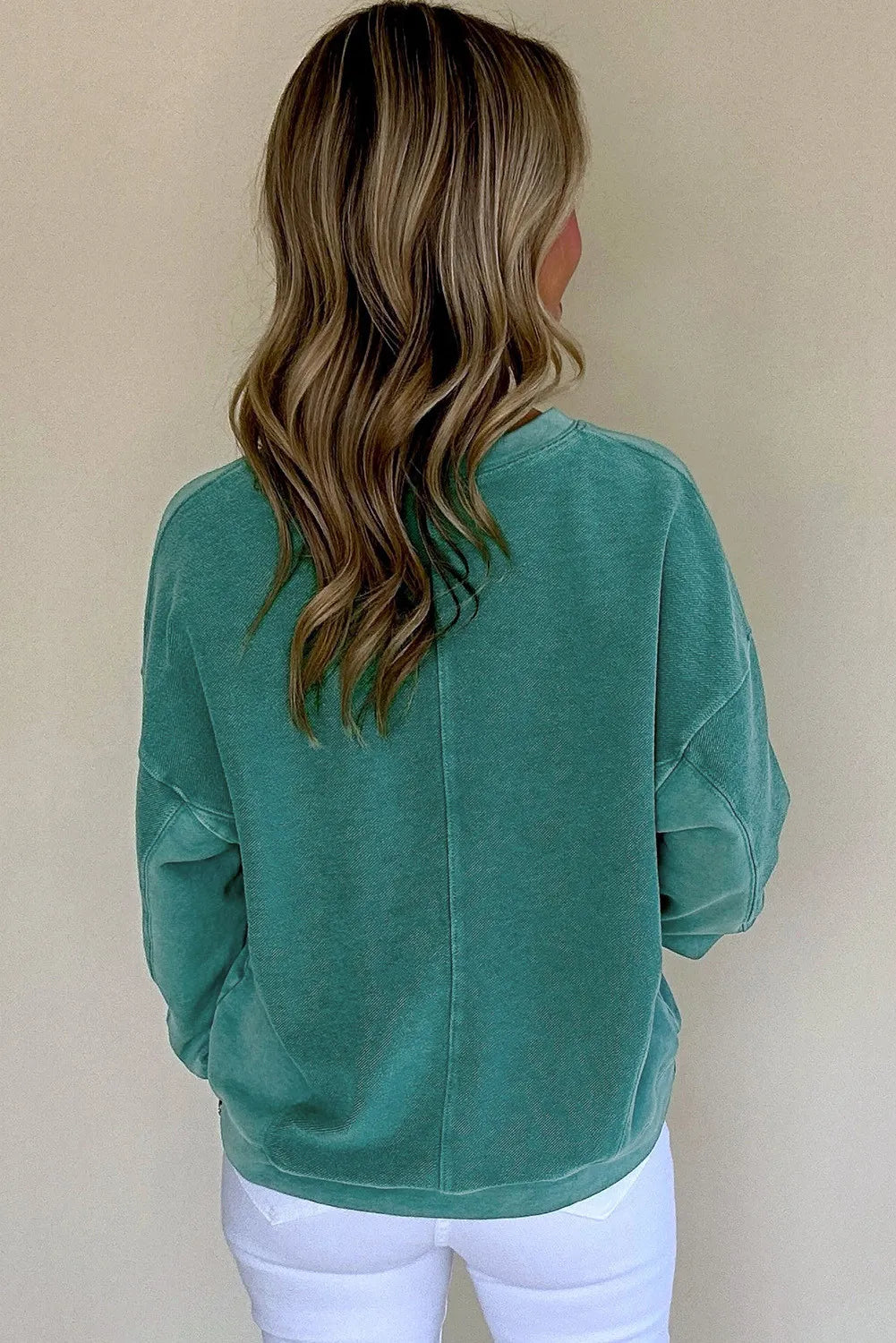 V Neck Teal Sweatshirt