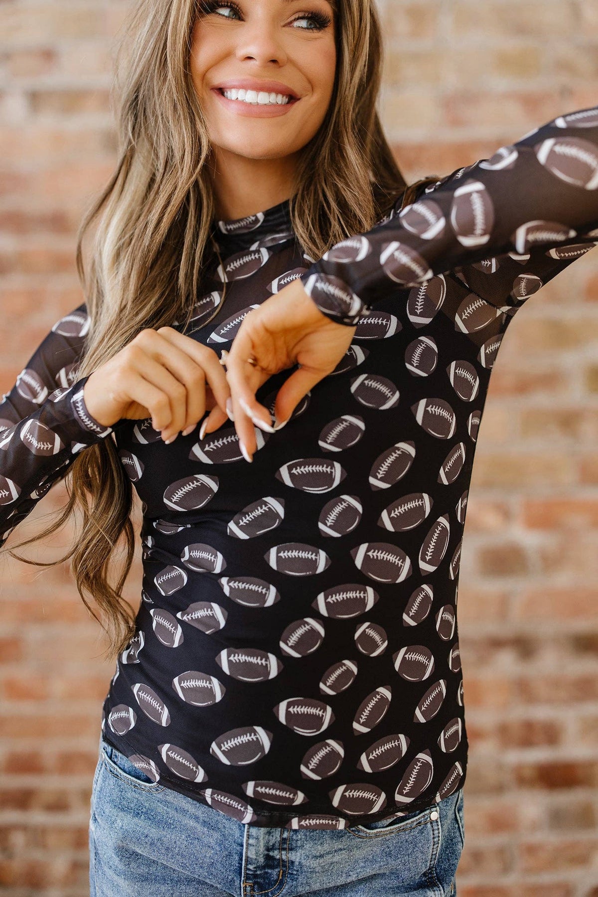 Football Print Mesh Top