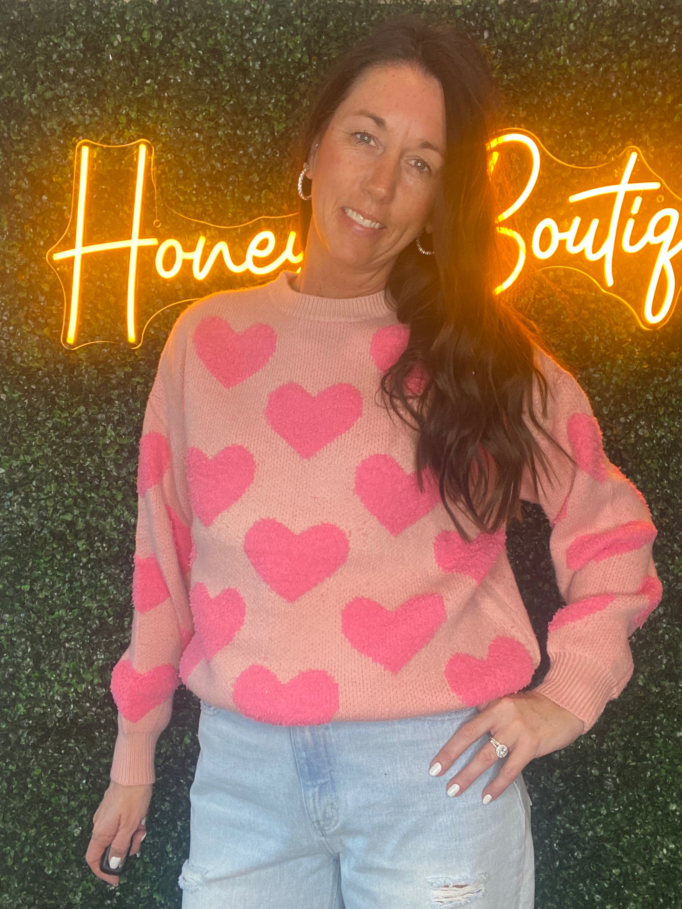 Pink Hearts Sweater