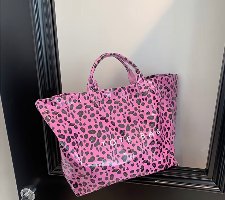 Pink Leopard Print Tote Bag