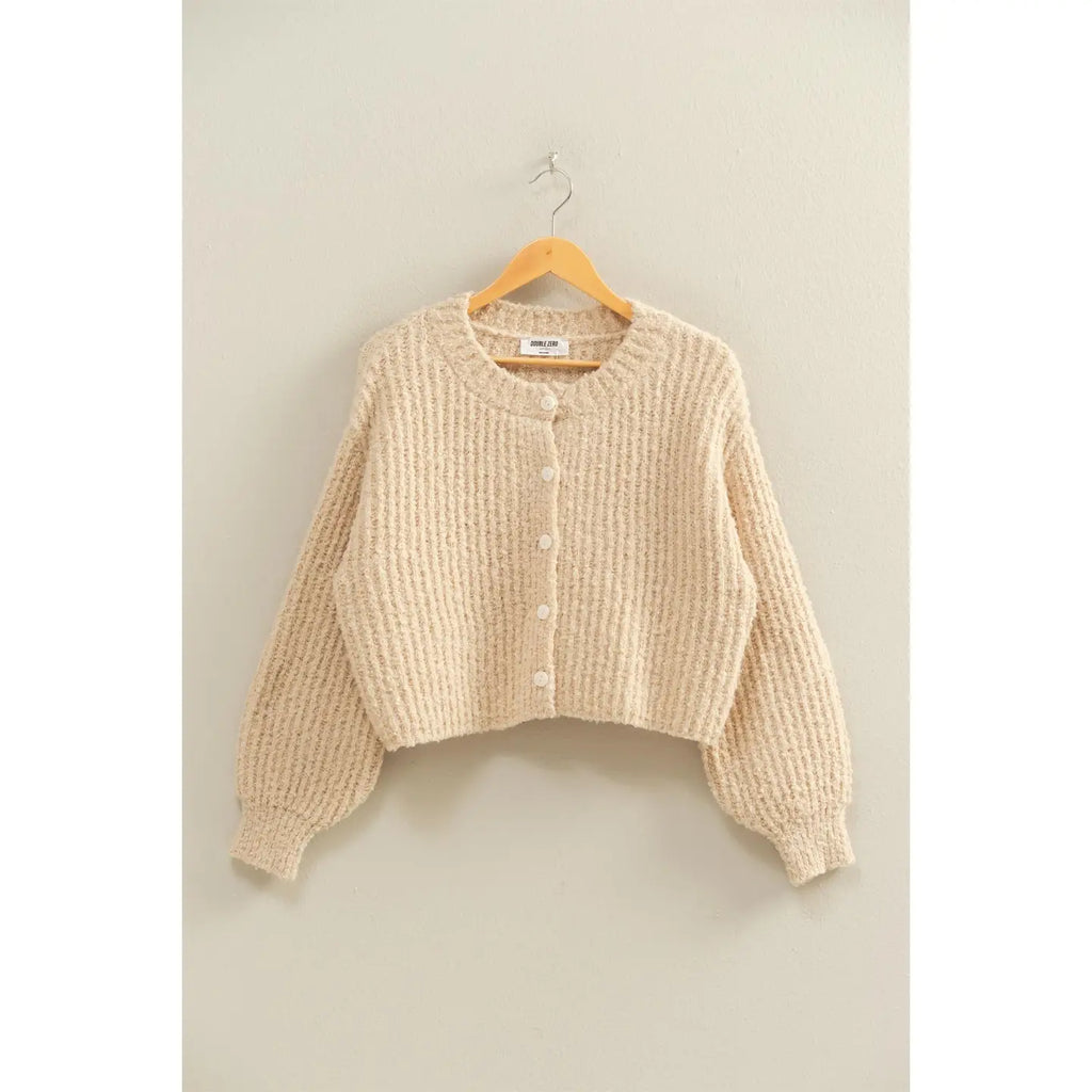 Fluffy Knit Button-Up Cardigan Sweater