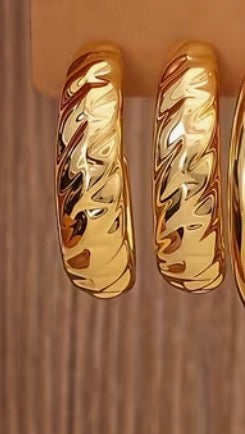 Lightweight Gold Textured Hoops