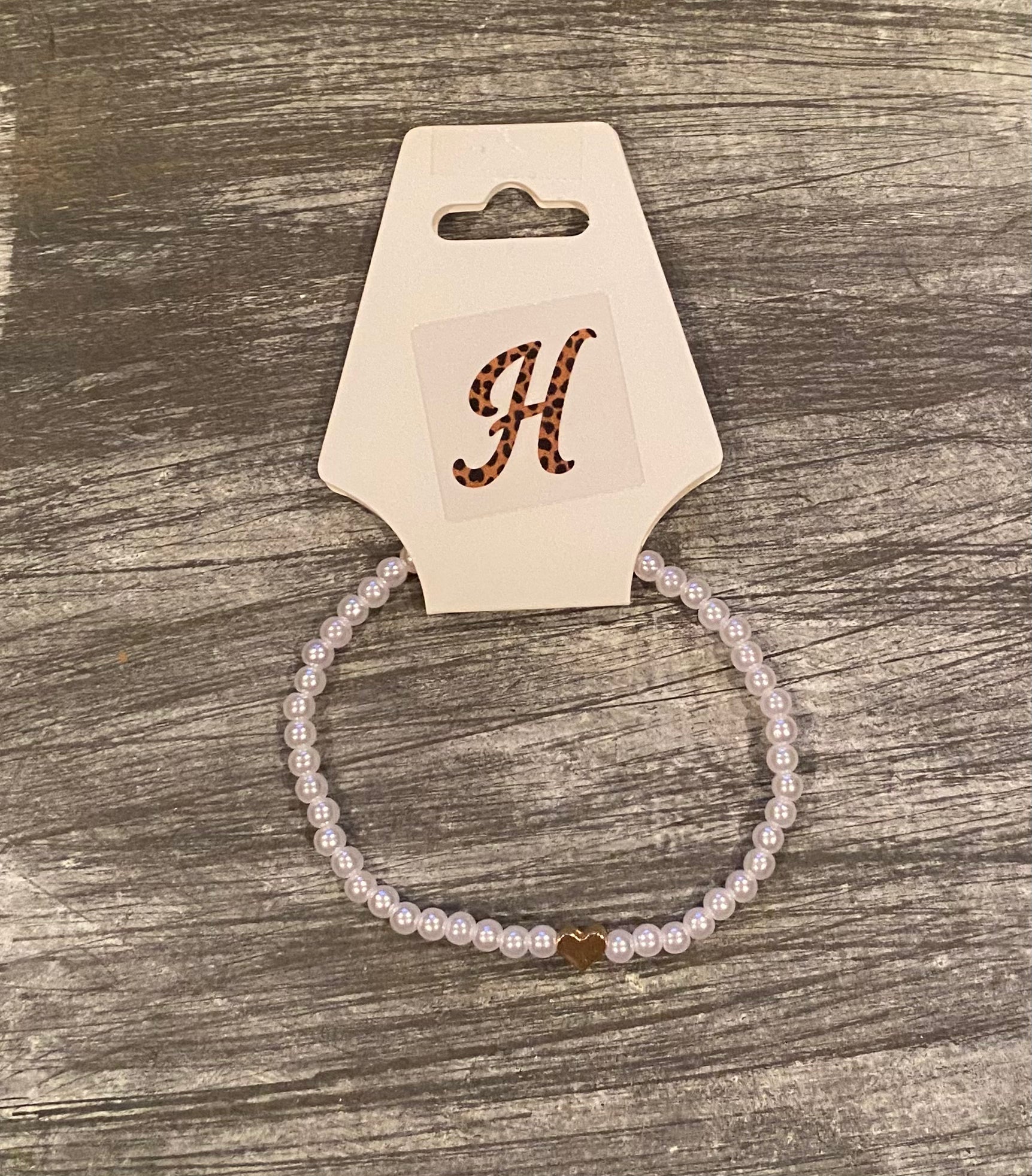 Heart Beaded Bracelet in White