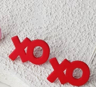XO Stud Earrings in Red