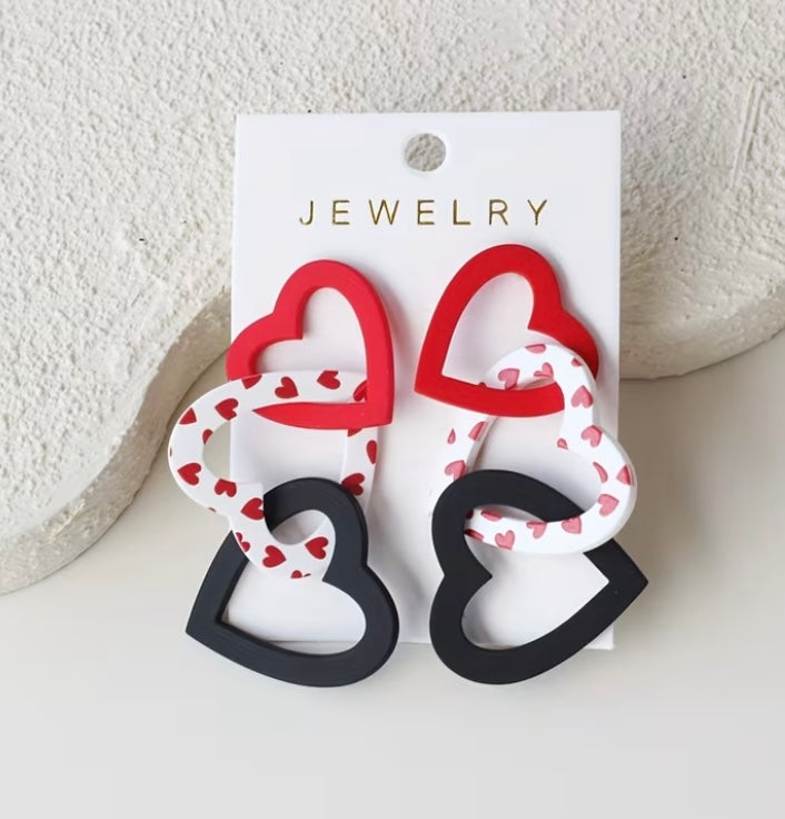 Heart-Shaped Acrylic Dangle Earrings