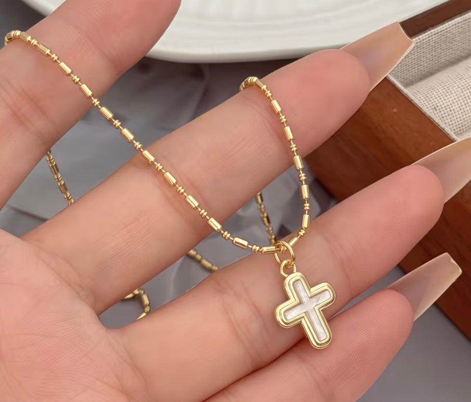 White Cross Necklace