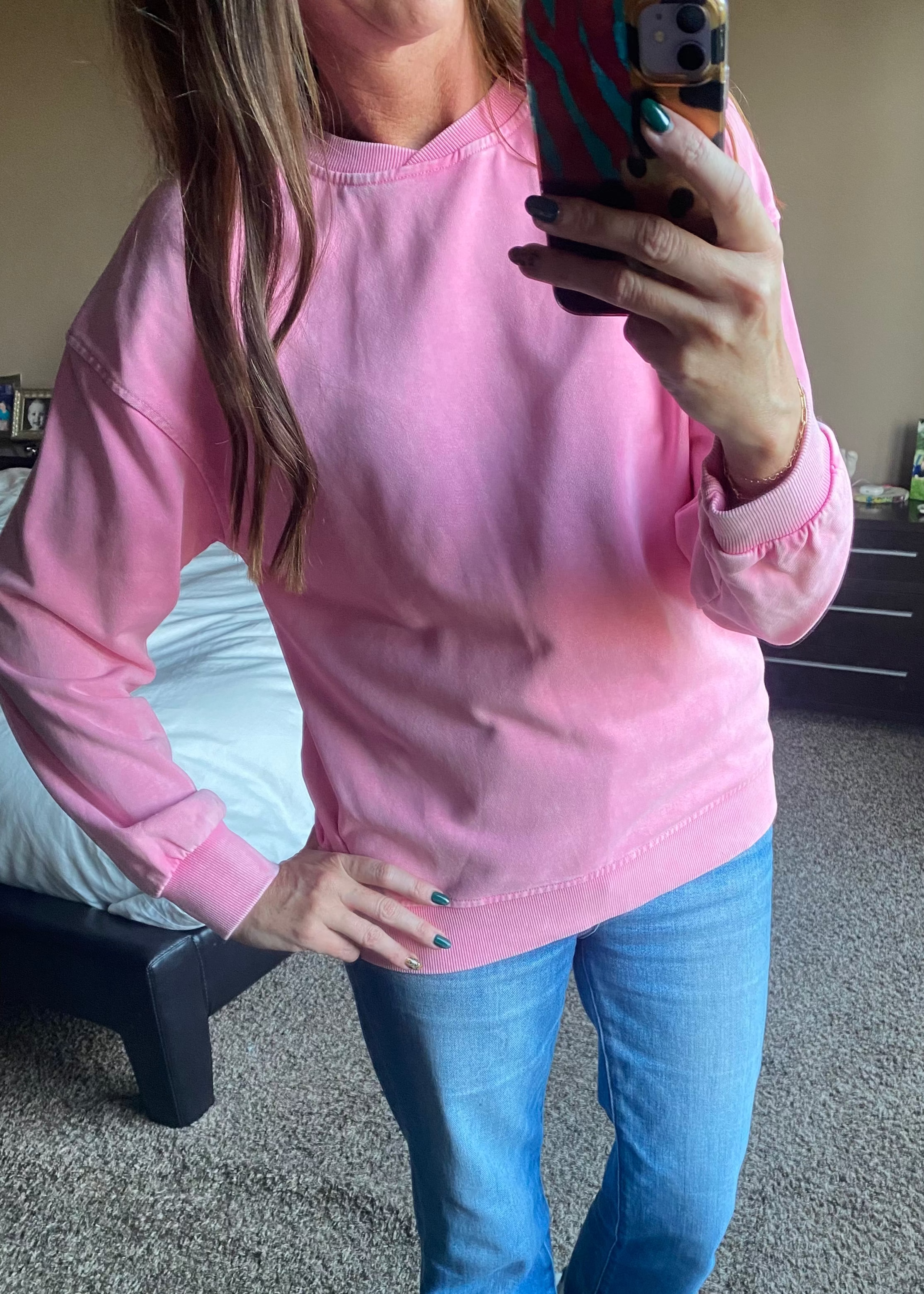 Pink Mineral Washed Sweatshirt