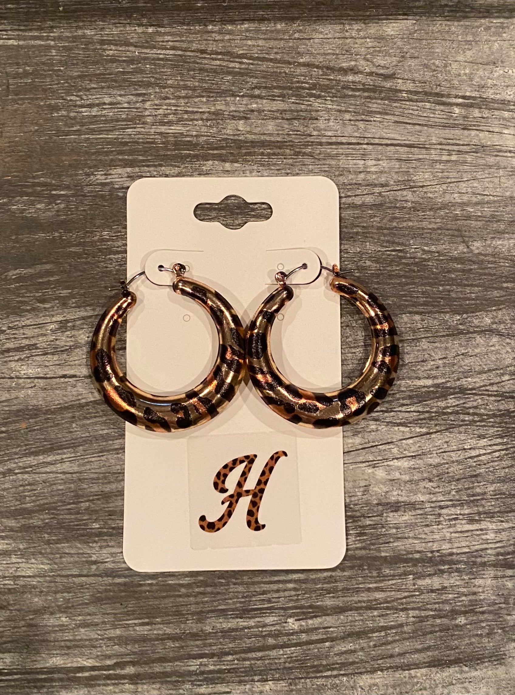 Leopard Print Large Hoops