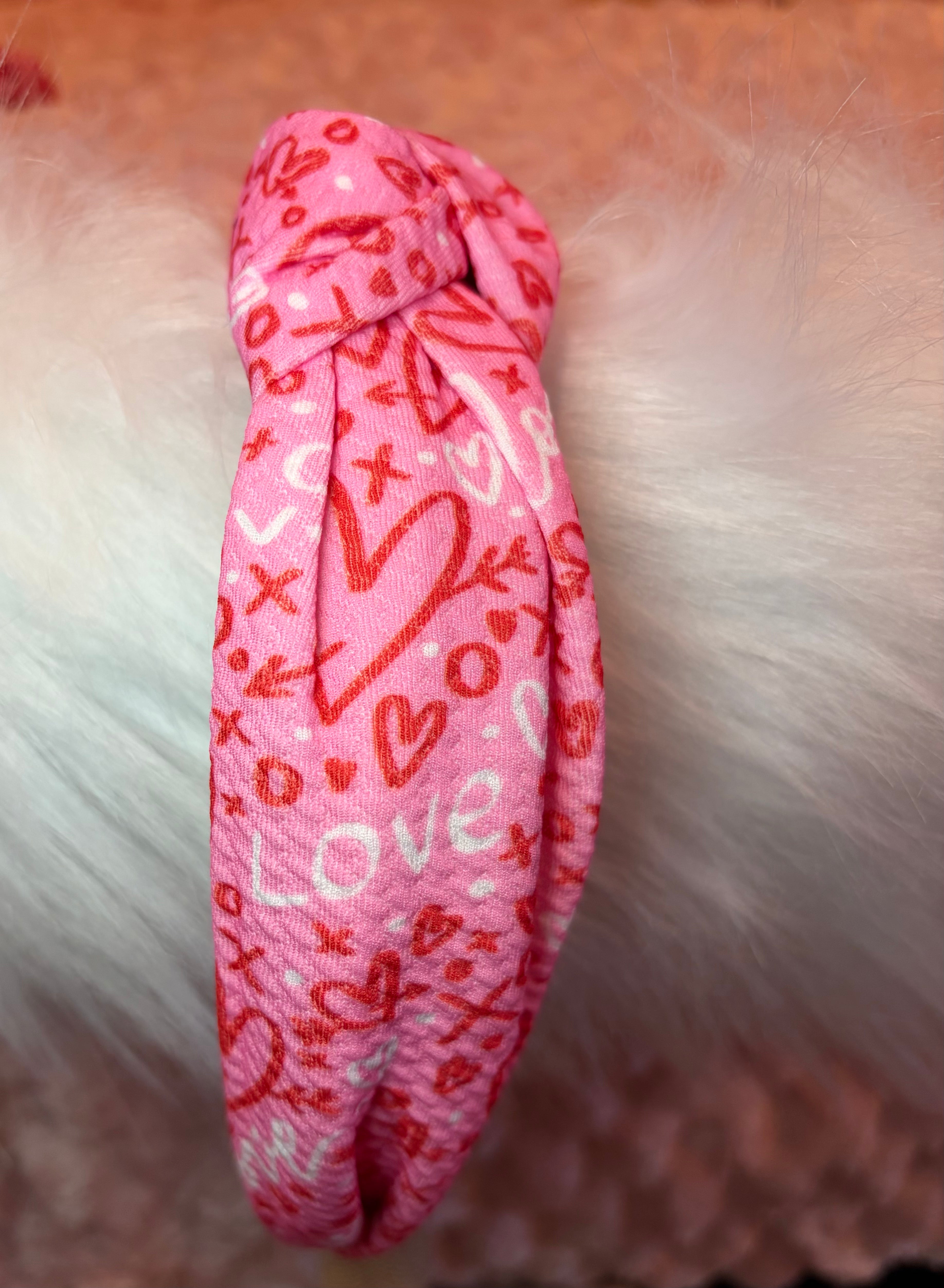 Valentine Headband- Pink XO