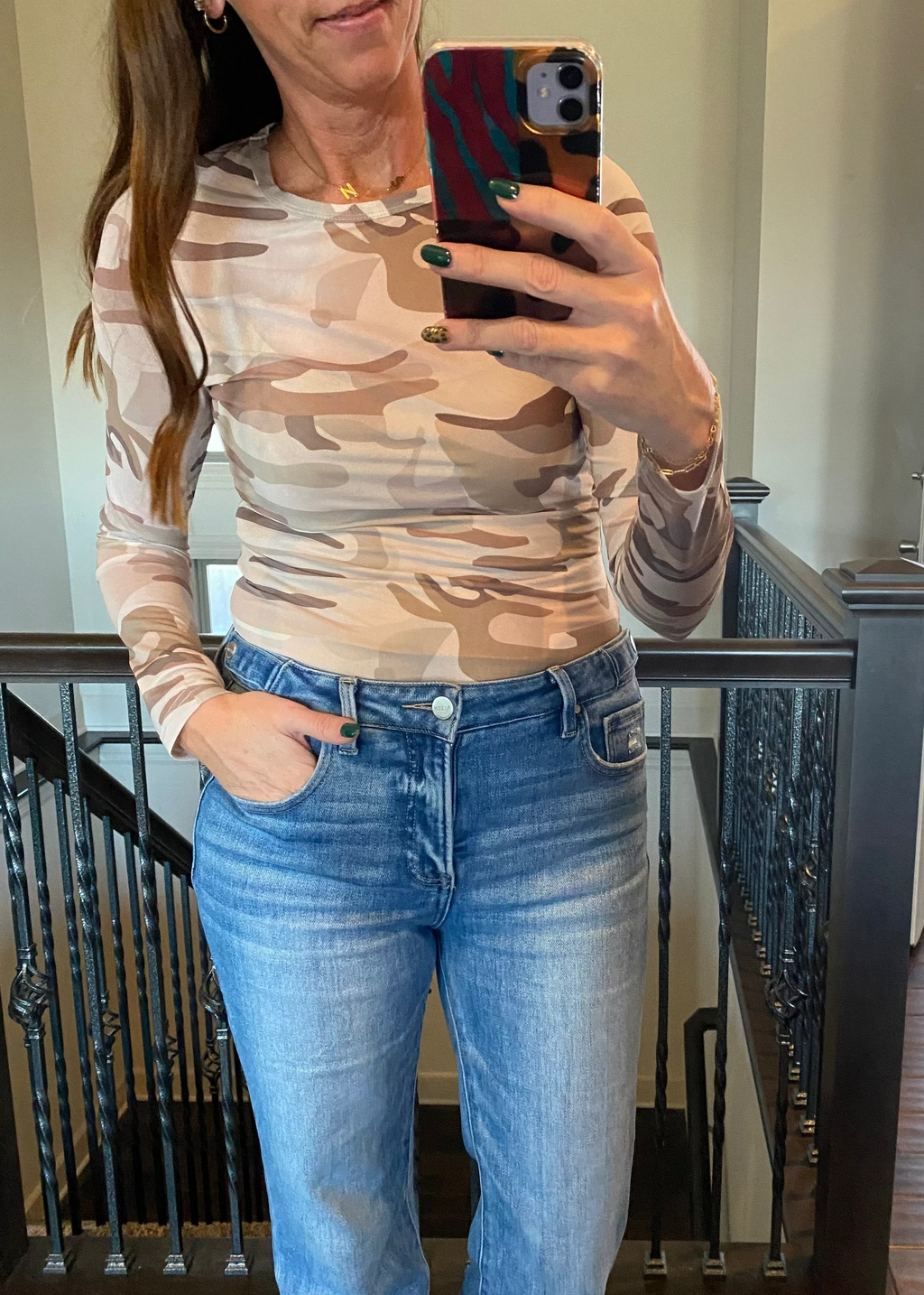 Western Camo Long Sleeve Top
