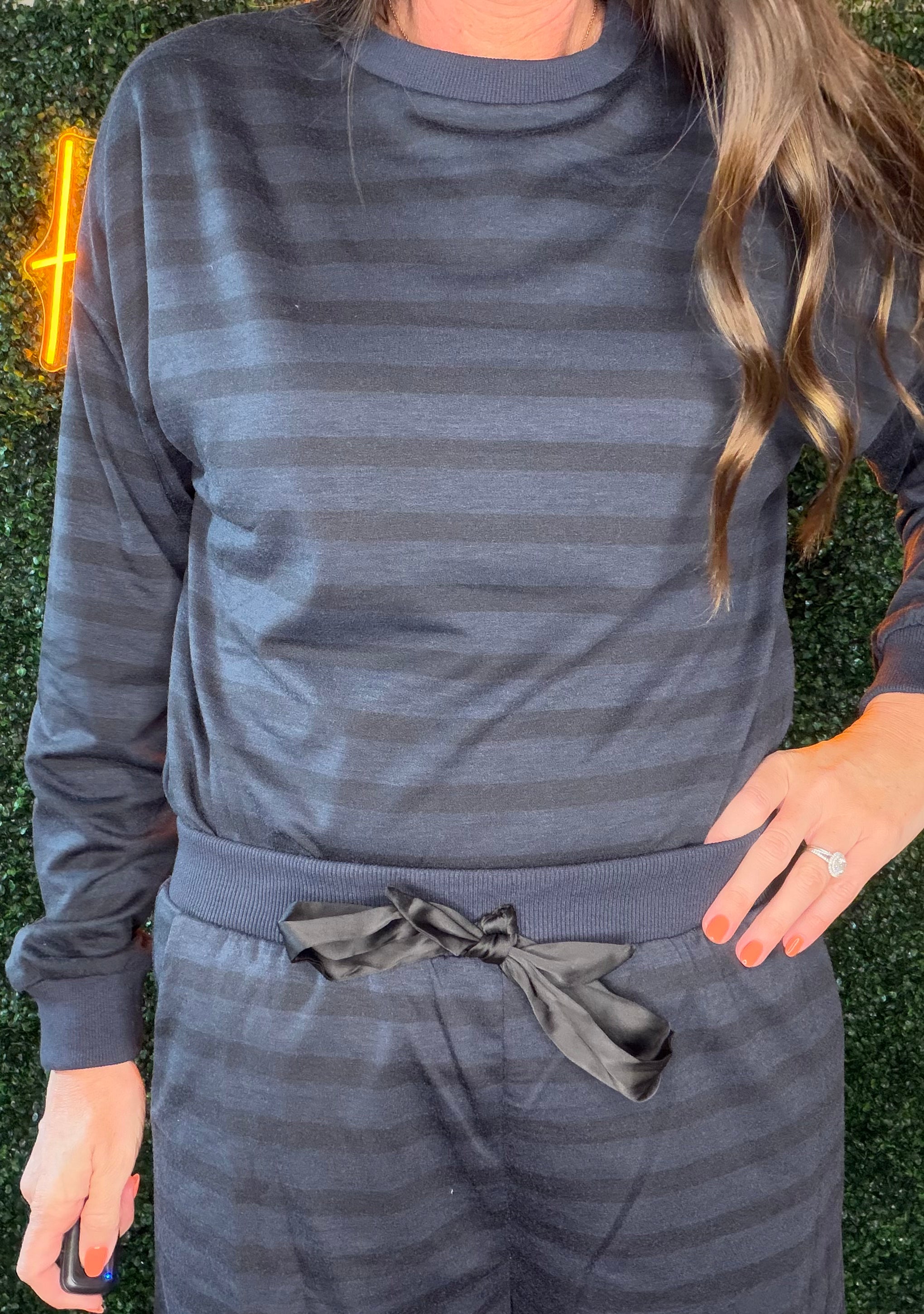 Striped Long Sleeve Top and Shorts Set