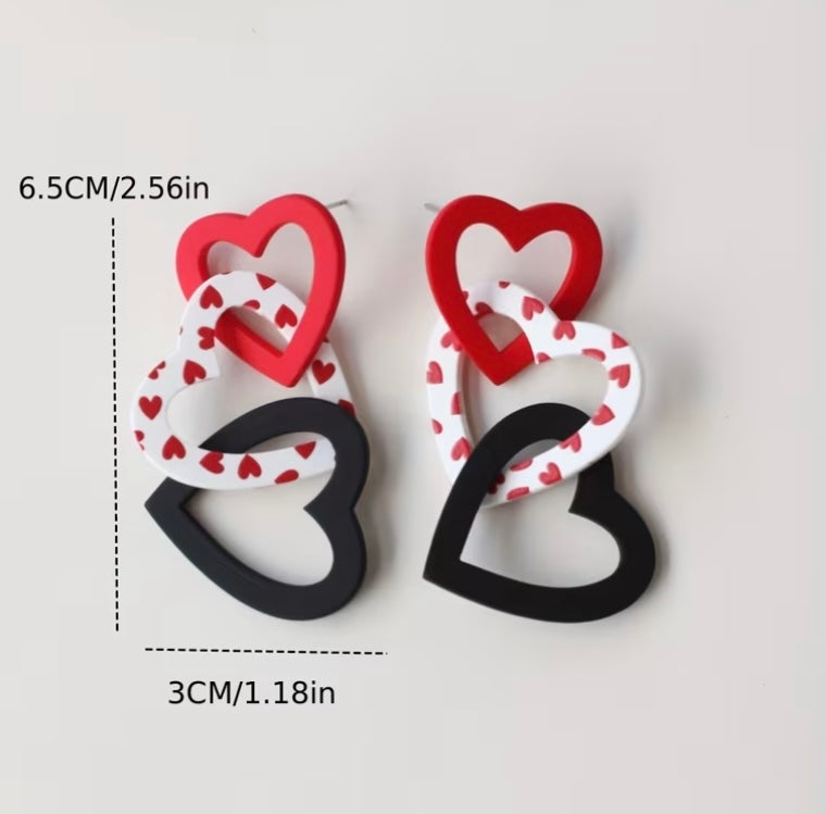 Heart-Shaped Acrylic Dangle Earrings
