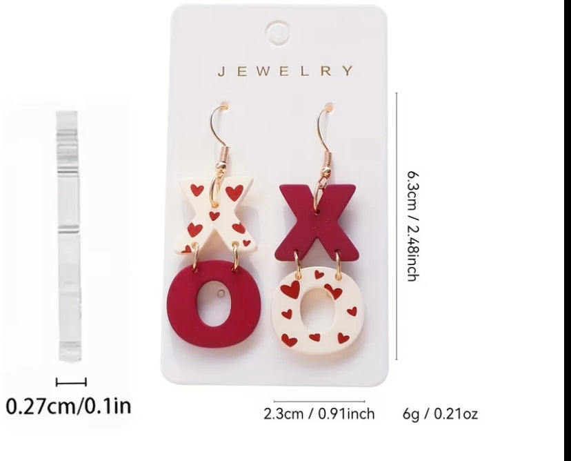 XO Heart Dangle Earrings