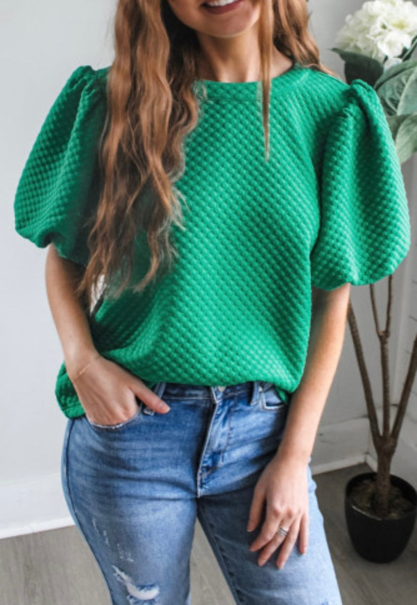 Green Puff Sleeve Top