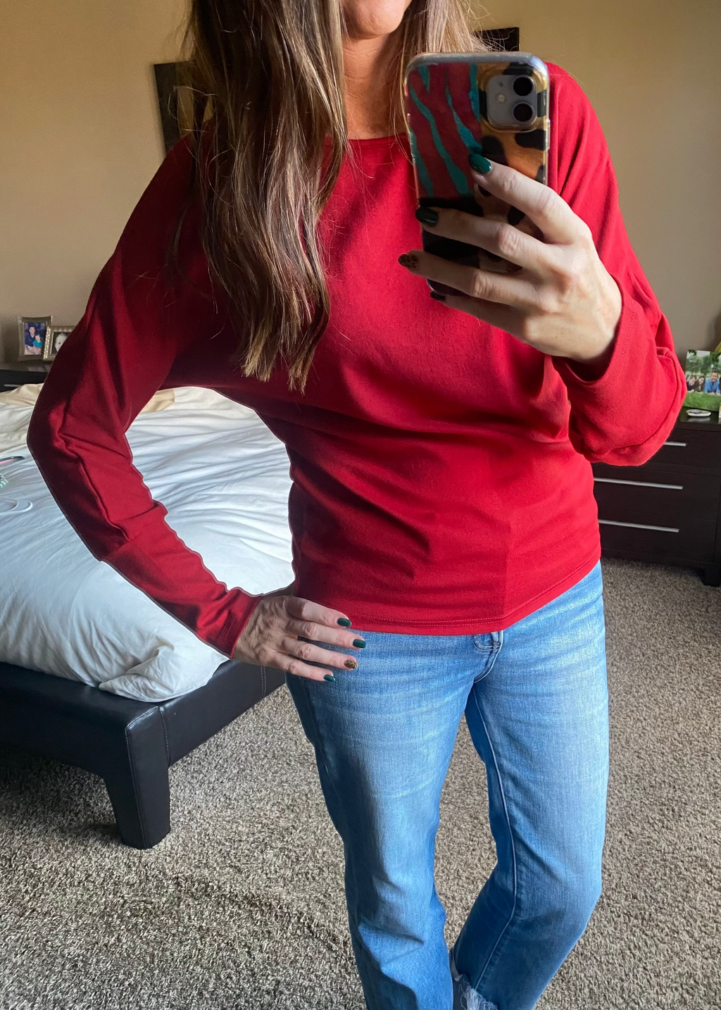 Red Dahlia Extended Cuff Top(SALE)