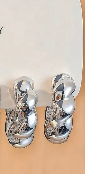 Lightweight Silver Twist Hoops