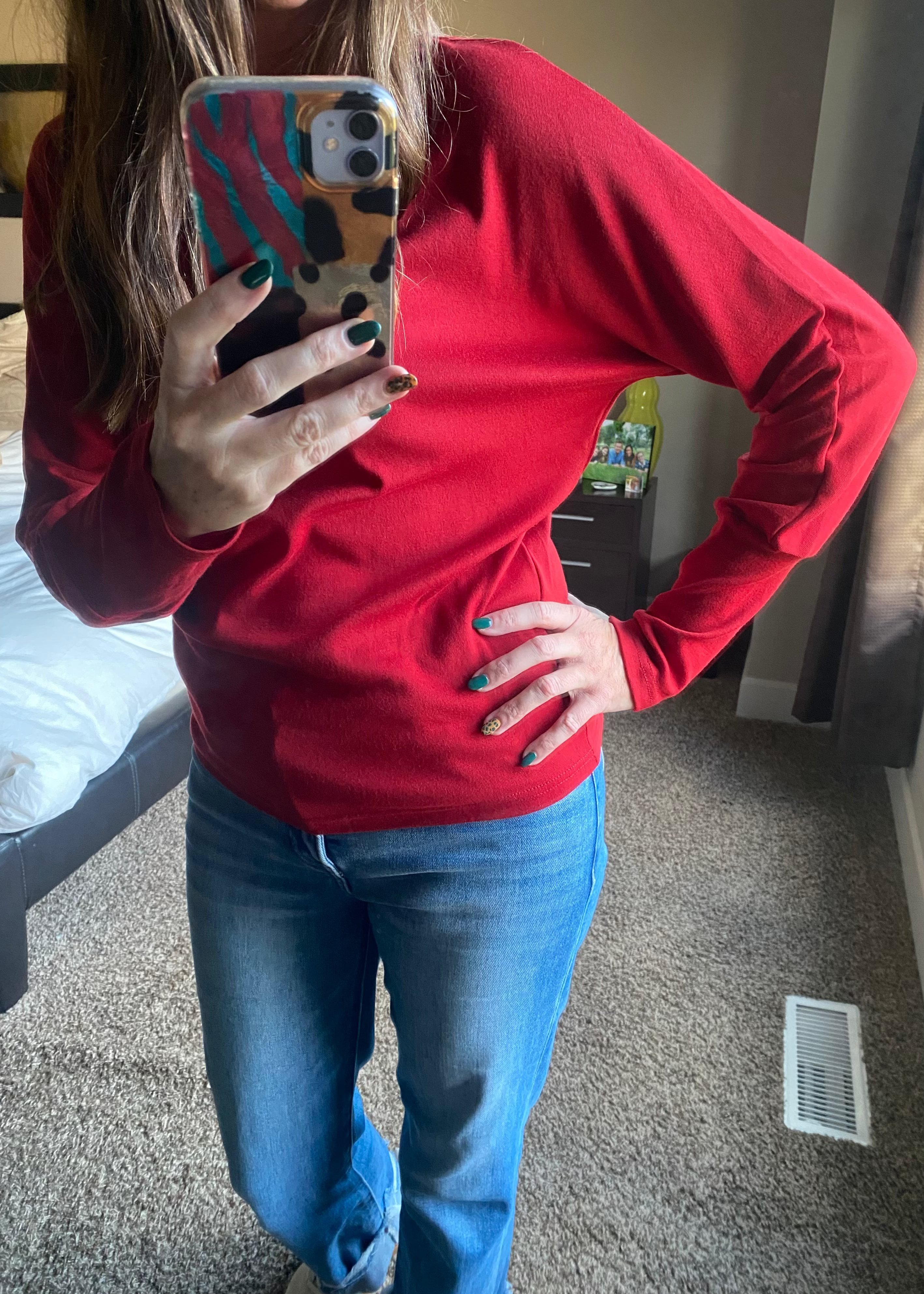 Red Dahlia Extended Cuff Top(SALE)