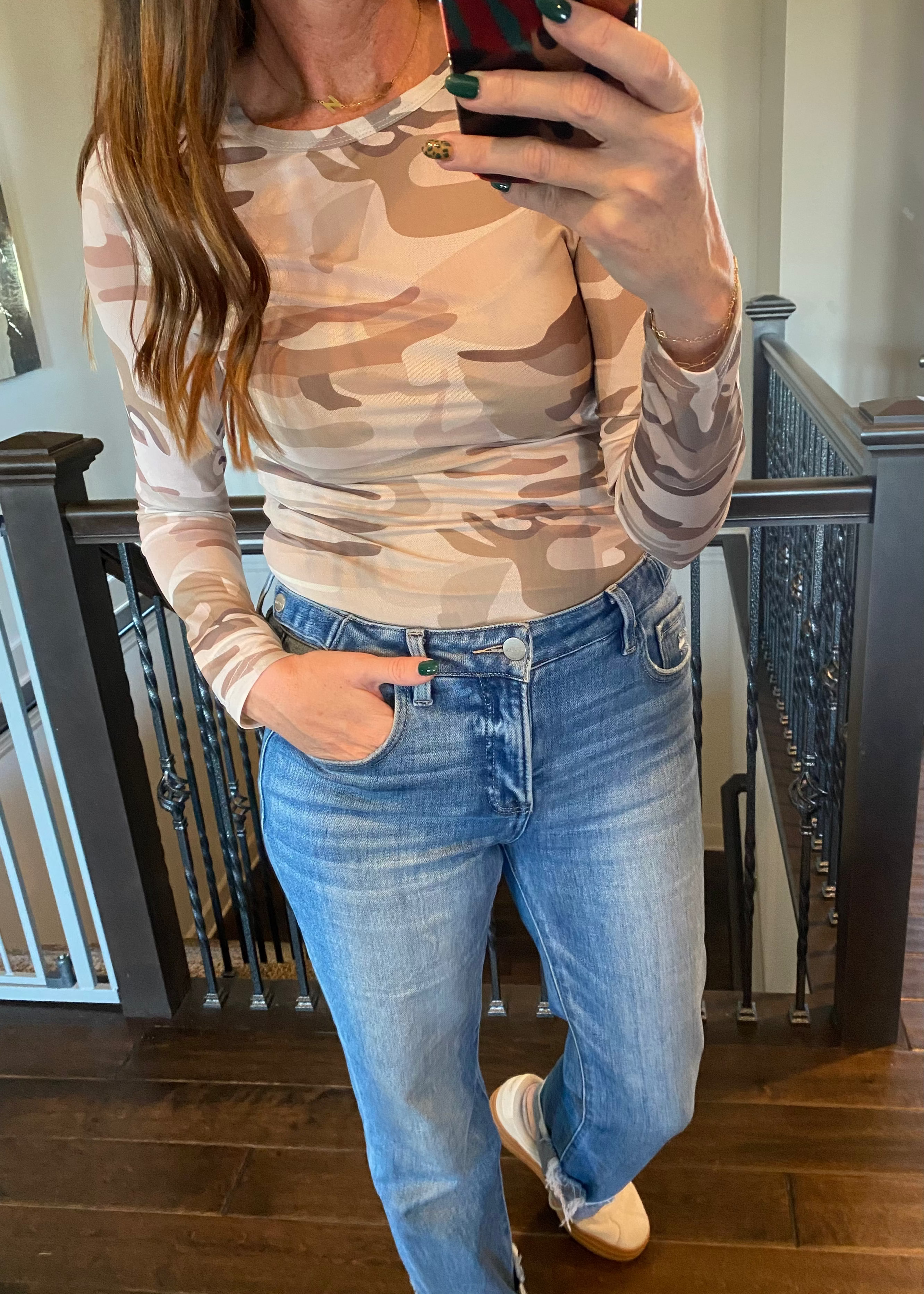 Western Camo Long Sleeve Top