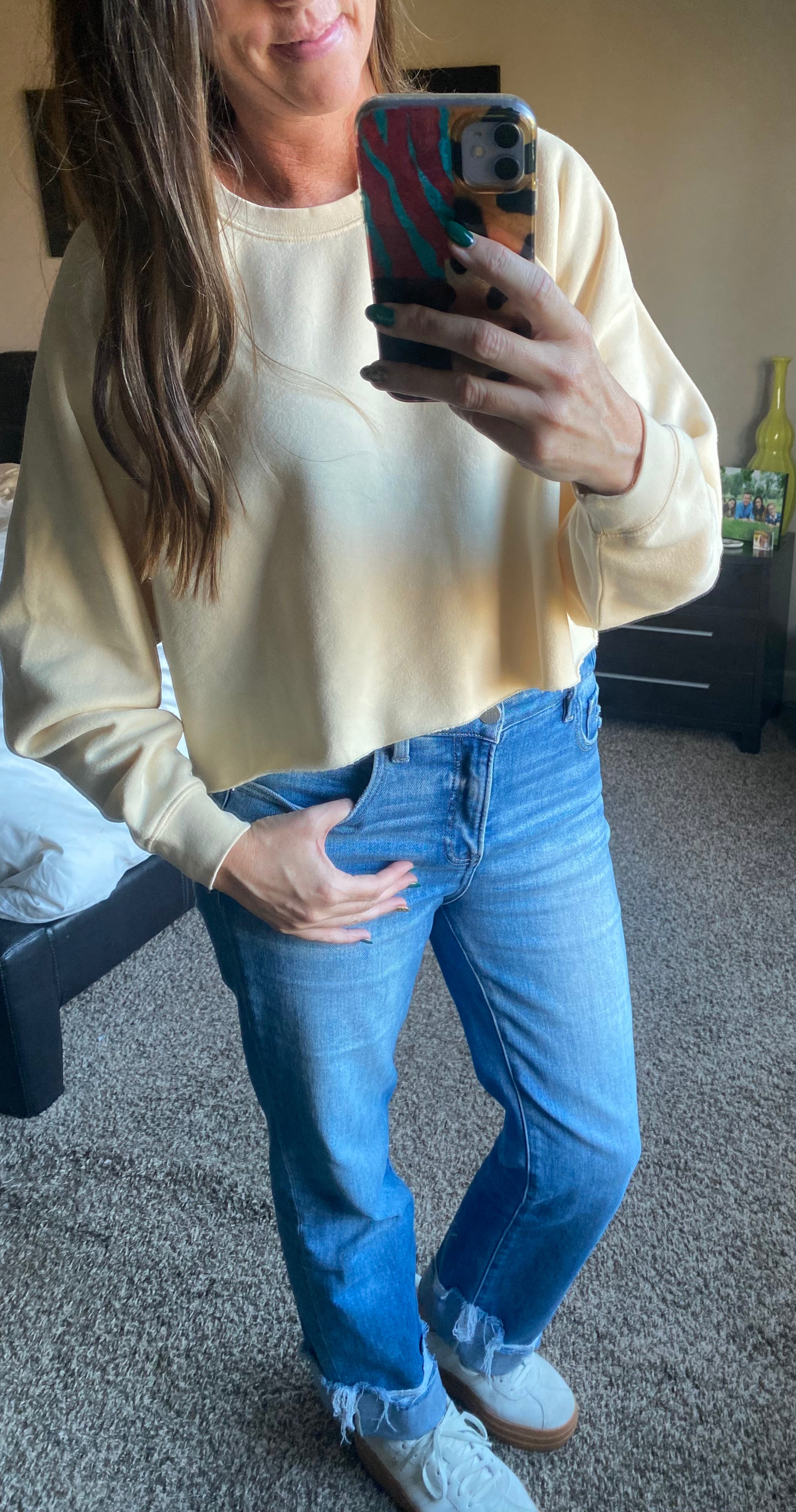 Raw Hem Cropped Sweatshirt